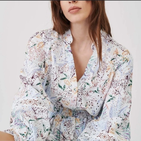 Avantlook Embroidered Eyelet Midi Dress Pastel Leaves - Picture 16 of 16